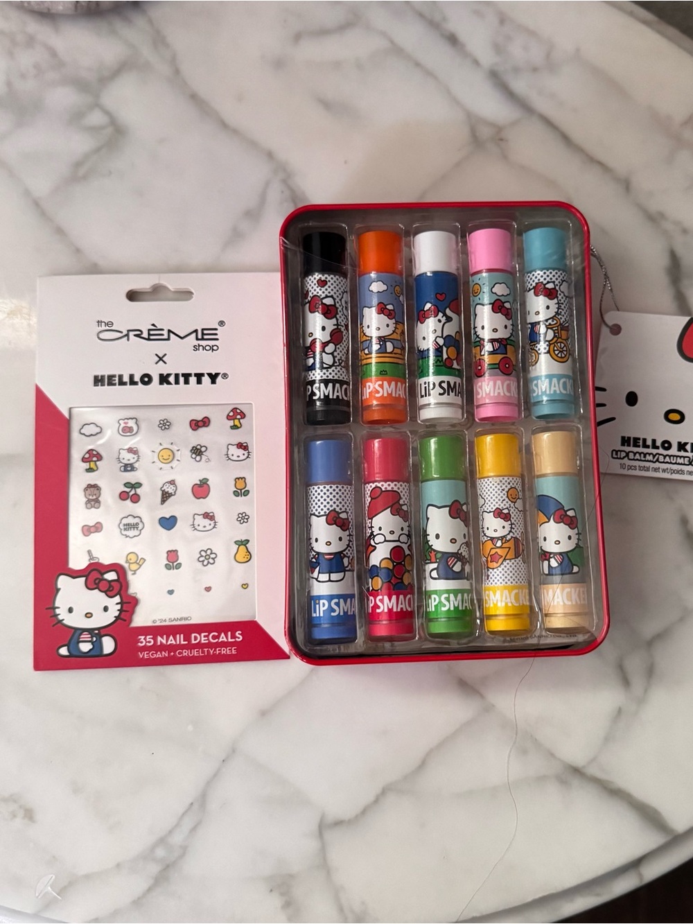Hello Kitty Kids Colorful Lip Balm Set - Assorted Colors plus nail decals, party